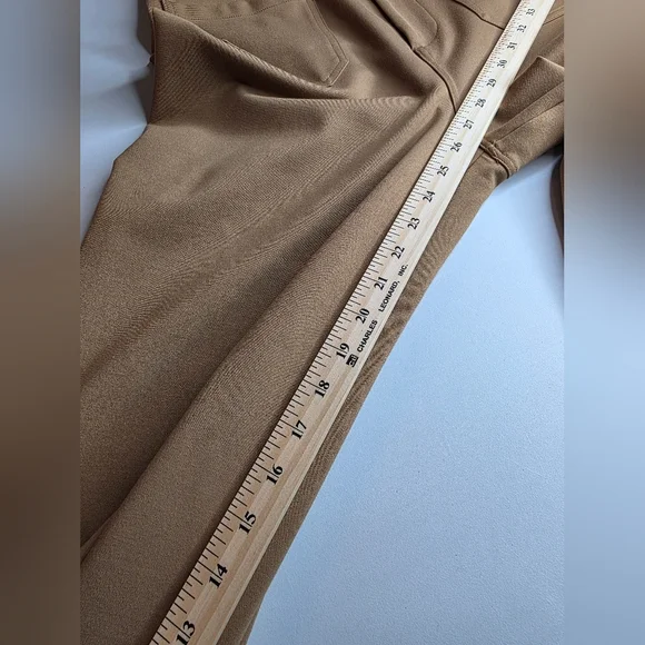 Jones & Co Tan High Rise Wide Leg Ankle Trousers Stretch Thick Size 10 2250-Ai - Picture 7 of 12